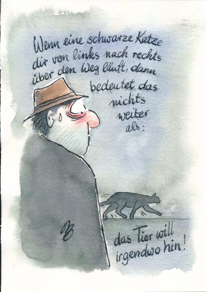 Schwarze Katze Karikatur Wochenspiegel 23 3 2024 Matthias Ose